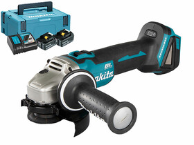 Makita DGA504RTJ akkus sarokcsiszoló 18 V | 125 mm | 8500 RPM | Szénkefementes | 2 x 5 Ah akku + töltő | MakPac-ban